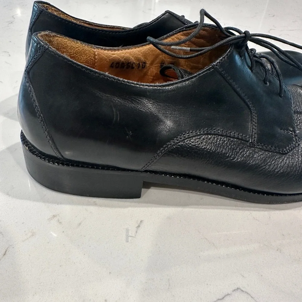 Pronto Uomo Firenze Mens Black Leather Cap Toe Oxford Dress Shoes Italy 9